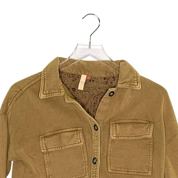 Anthropologie XS Pilcro Classic Shirt Jacket Womens Cropped 100% Cotton Tan - Picture 4 of 11